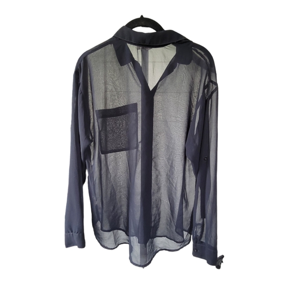 Garage Sheer Button Up Long Sleeve Shirt Top Sz S Black - Picture 4 of 11